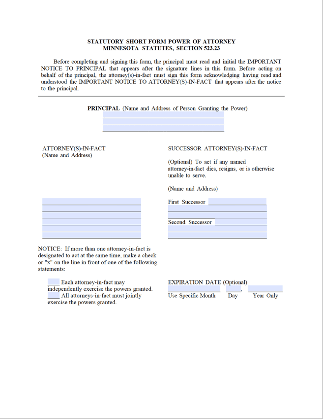 Minnesota Power of Attorney Forms preview