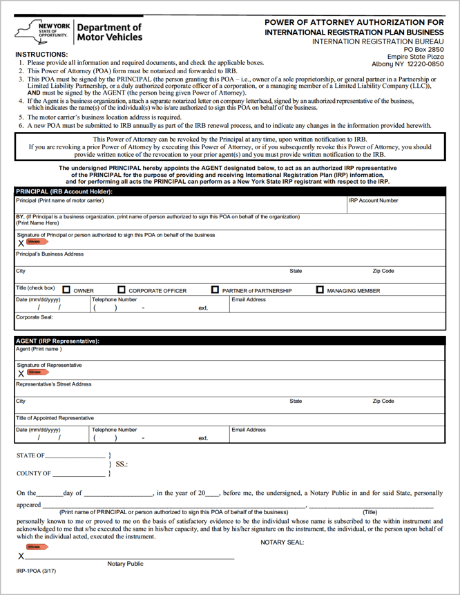 New York Motor Vehicle Power of Attorney preview