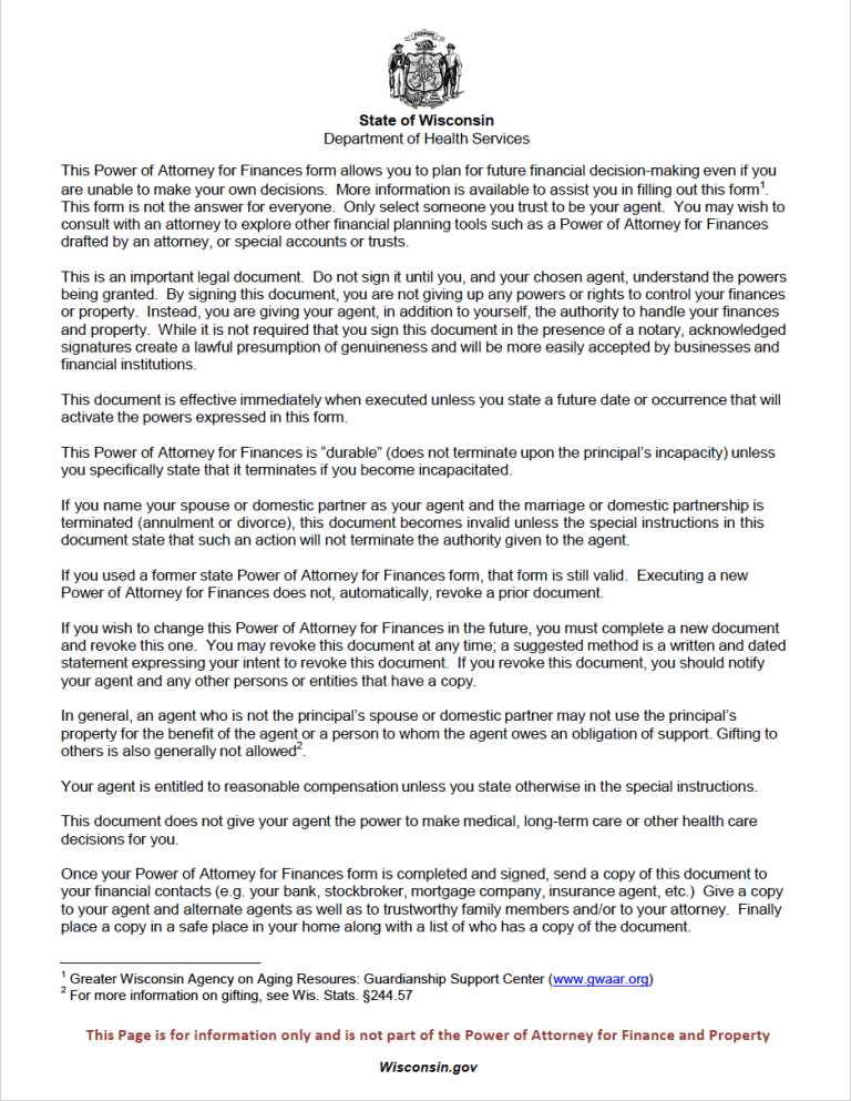 Wisconsin Power of Attorney Forms preview