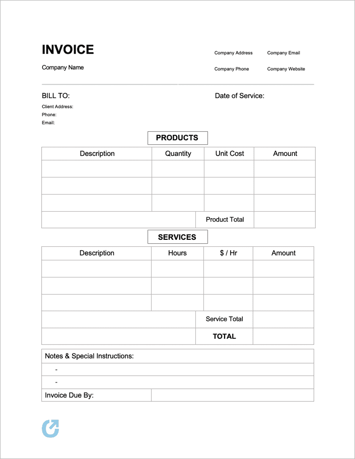 Blank Invoice Templates preview
