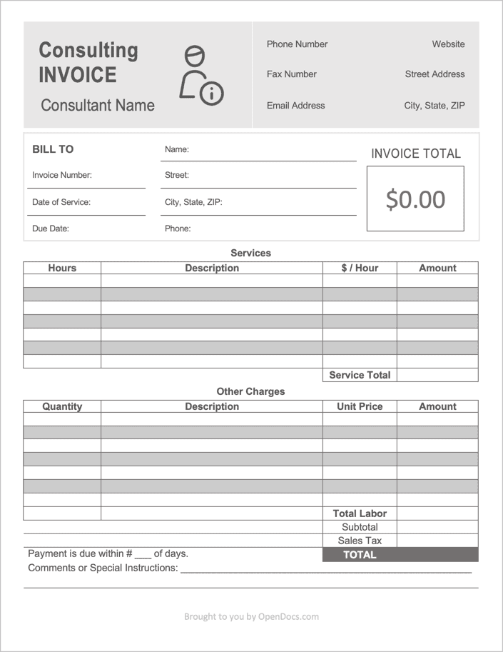 Consultant Invoice Template preview