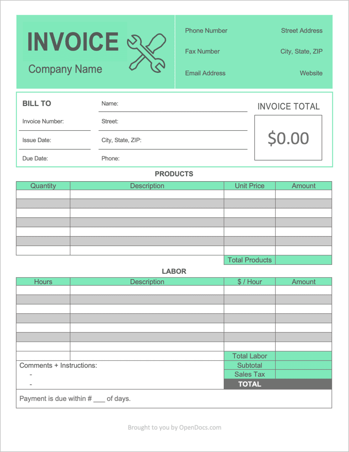 Contractor Invoice Template preview
