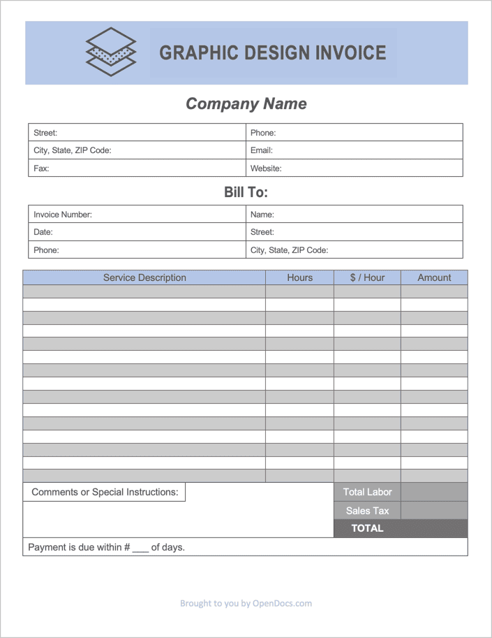 Graphic Design Invoice Template preview