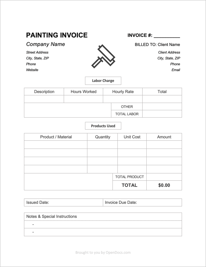 Painting Invoice Template preview