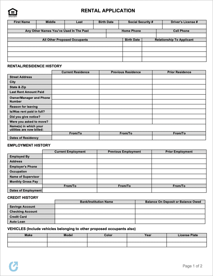 Rental Application Templates preview