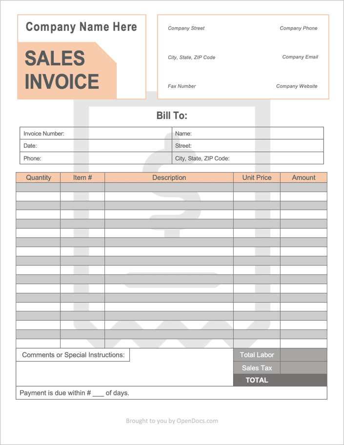 Sales Invoice Template preview