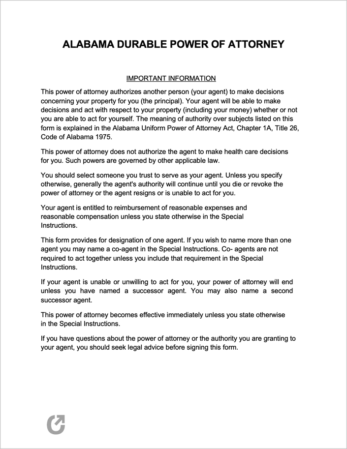 Alabama Power of Attorney Forms preview