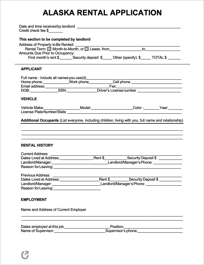 Alaska Rental Application preview