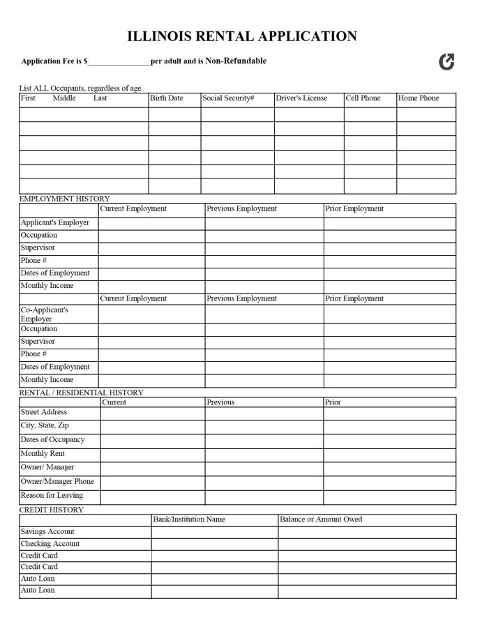 Illinois Rental Application preview
