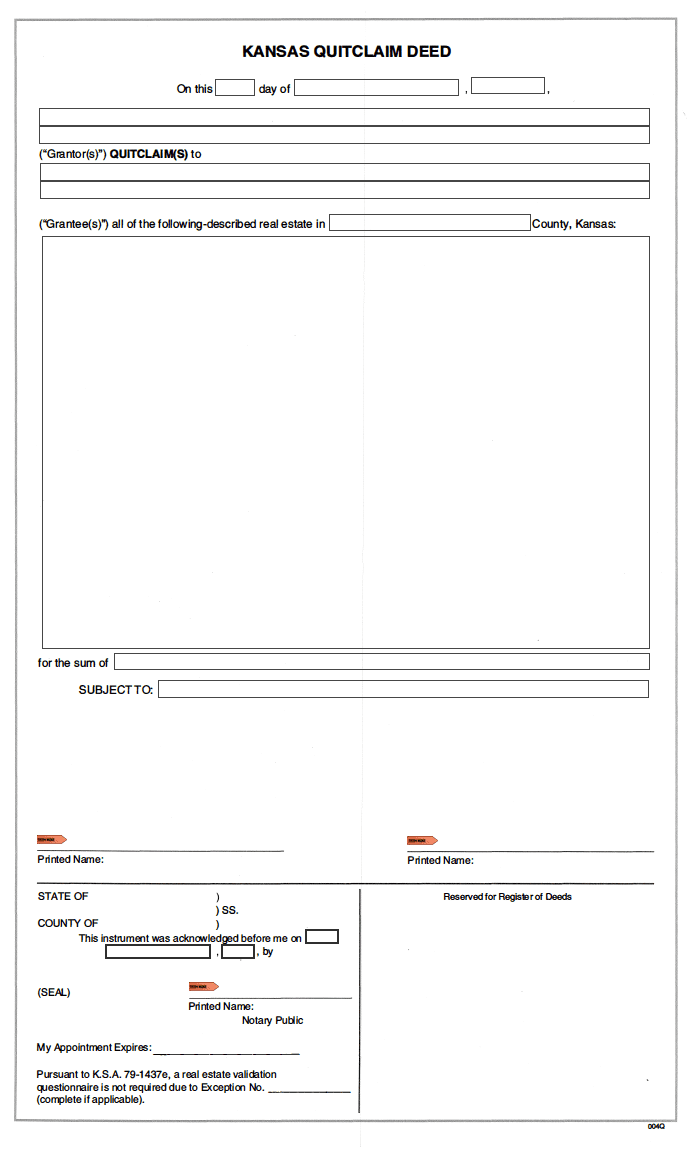 Kansas Quit Claim Deed Form preview