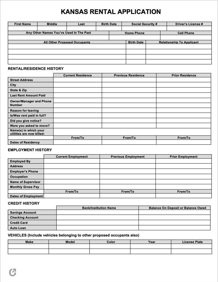 Kansas Rental Application preview