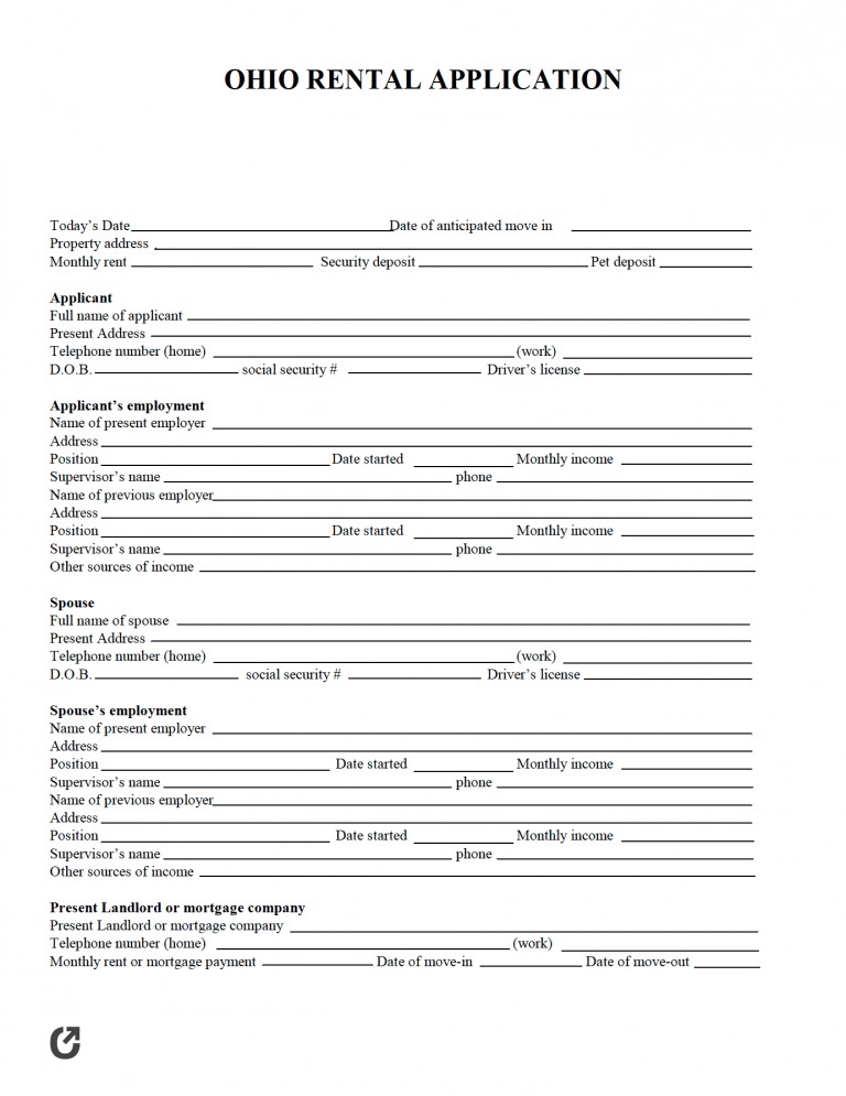 Ohio Rental Application preview