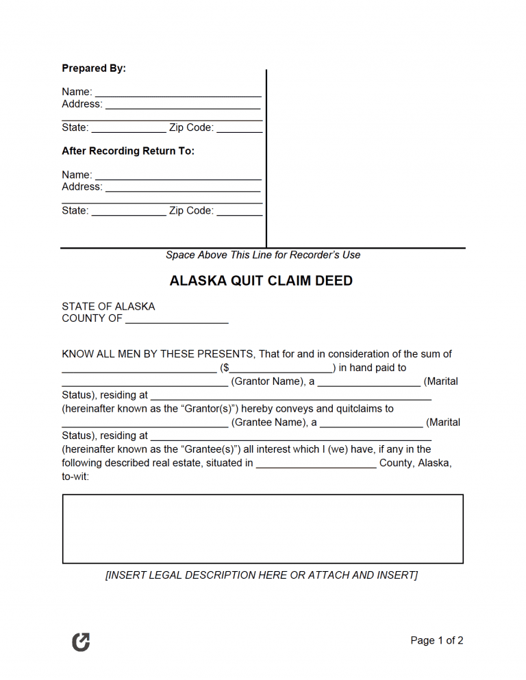 Alaska Quit Claim Deed Form preview