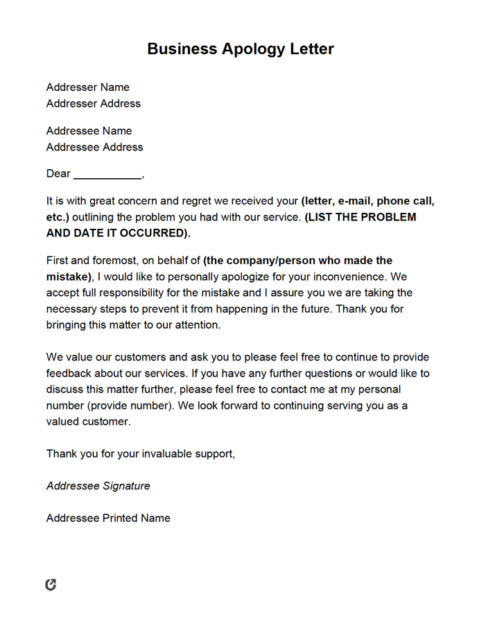 Apology Letters preview