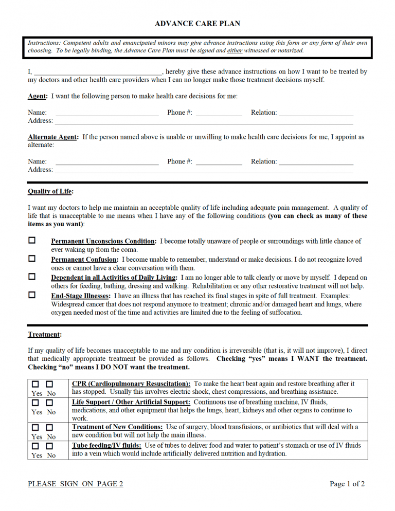 Arkansas Advance Care Plan (Medical POA) preview