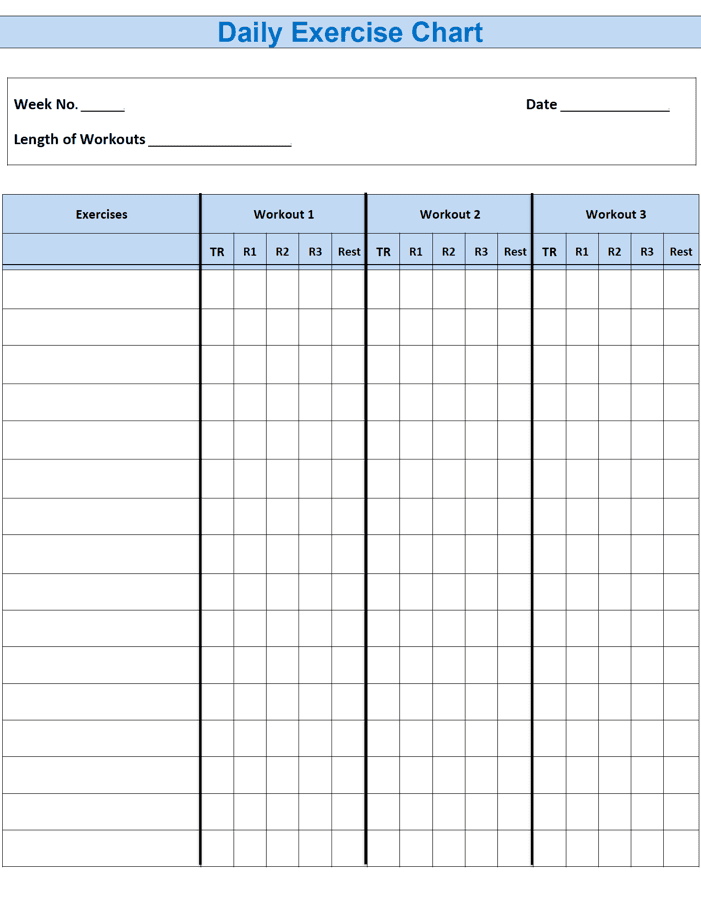 Exercise Chart Templates preview