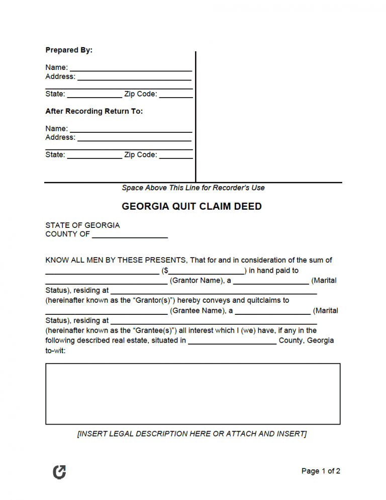Georgia Quit Claim Deed Form preview