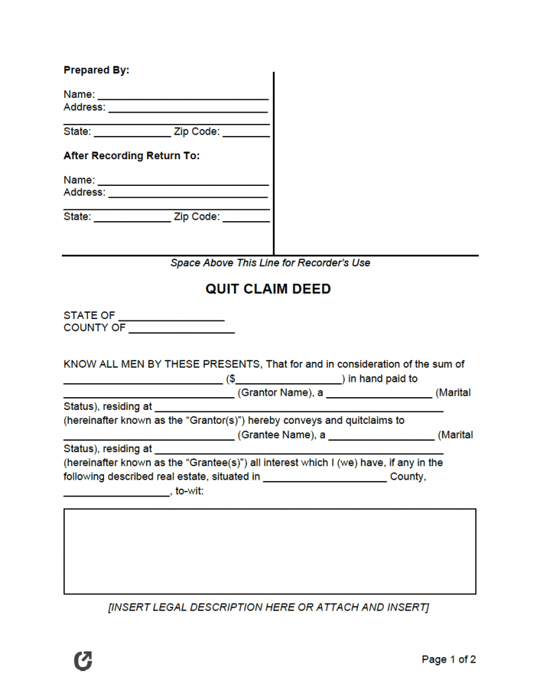 Quit Claim Deed Forms preview