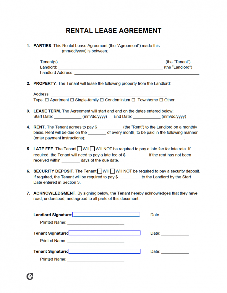 Simple (1 Page) Rental Lease Agreement preview